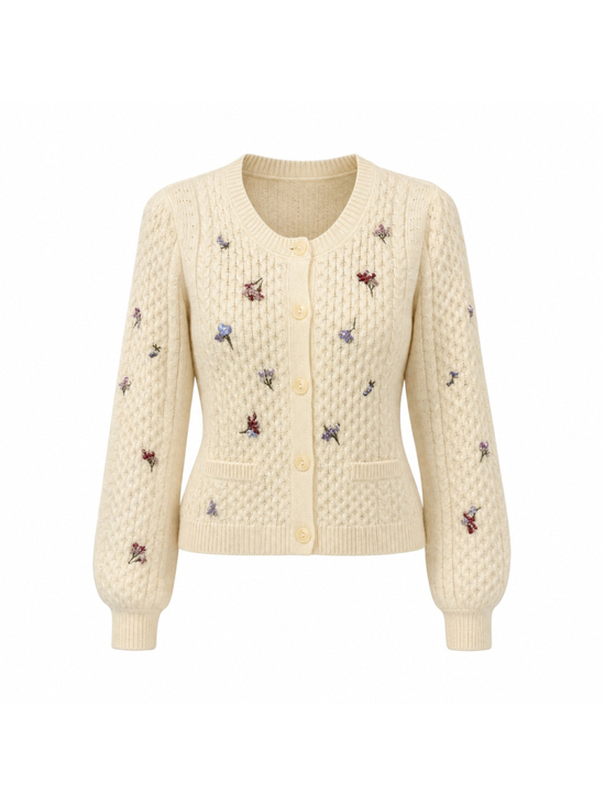 cinq a sept Sweaters - Cinq a Sept Rasa Embellished Cable Knit Cardigan Ivory Multi Size Large NWT